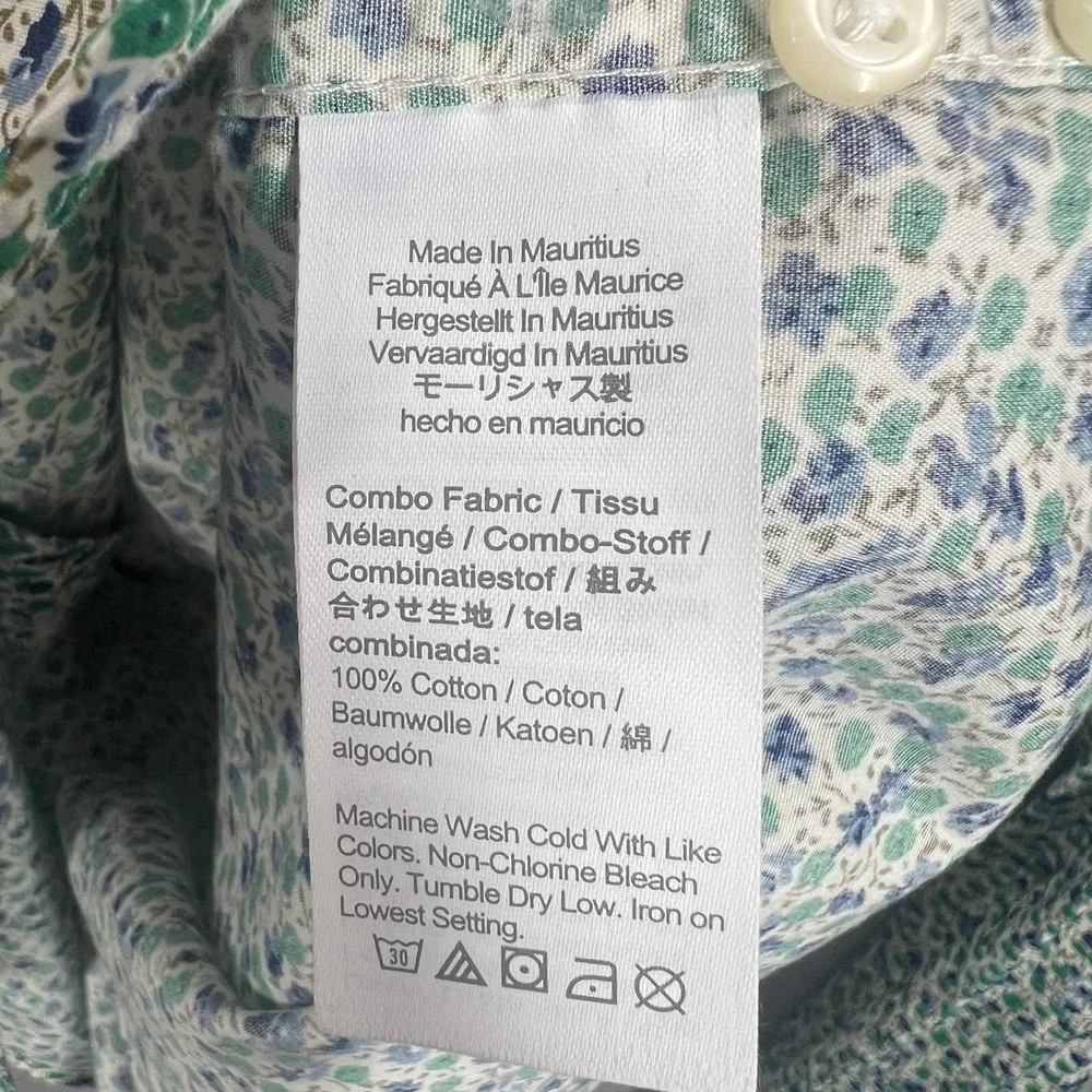 J Crew Secret Wash‎ Button Down Mens M Green Floral Long Sleeve Slim Fit EUC